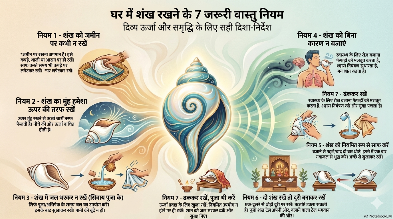 घर में शंख रखने के 7 जरूरी वास्तु नियम